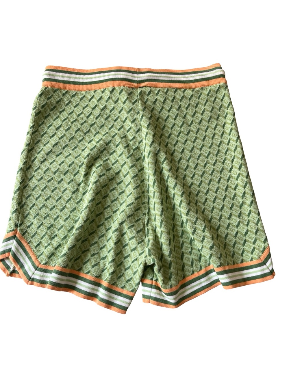 Smoke Rise RED Maison Knit Jacquard Shorts Olive Green & Peach - Size - Picture 3 of 6